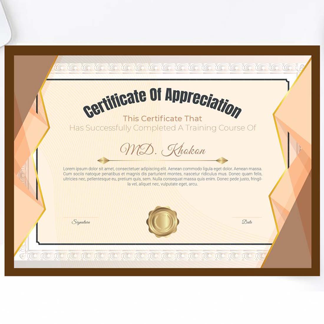 Training Certificate of Completion preview image.