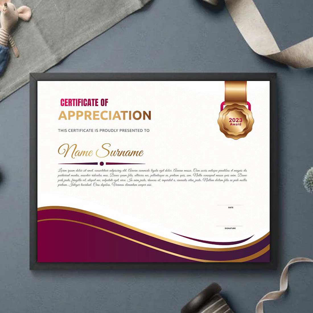 Elegant Diploma Certificate Template preview image.