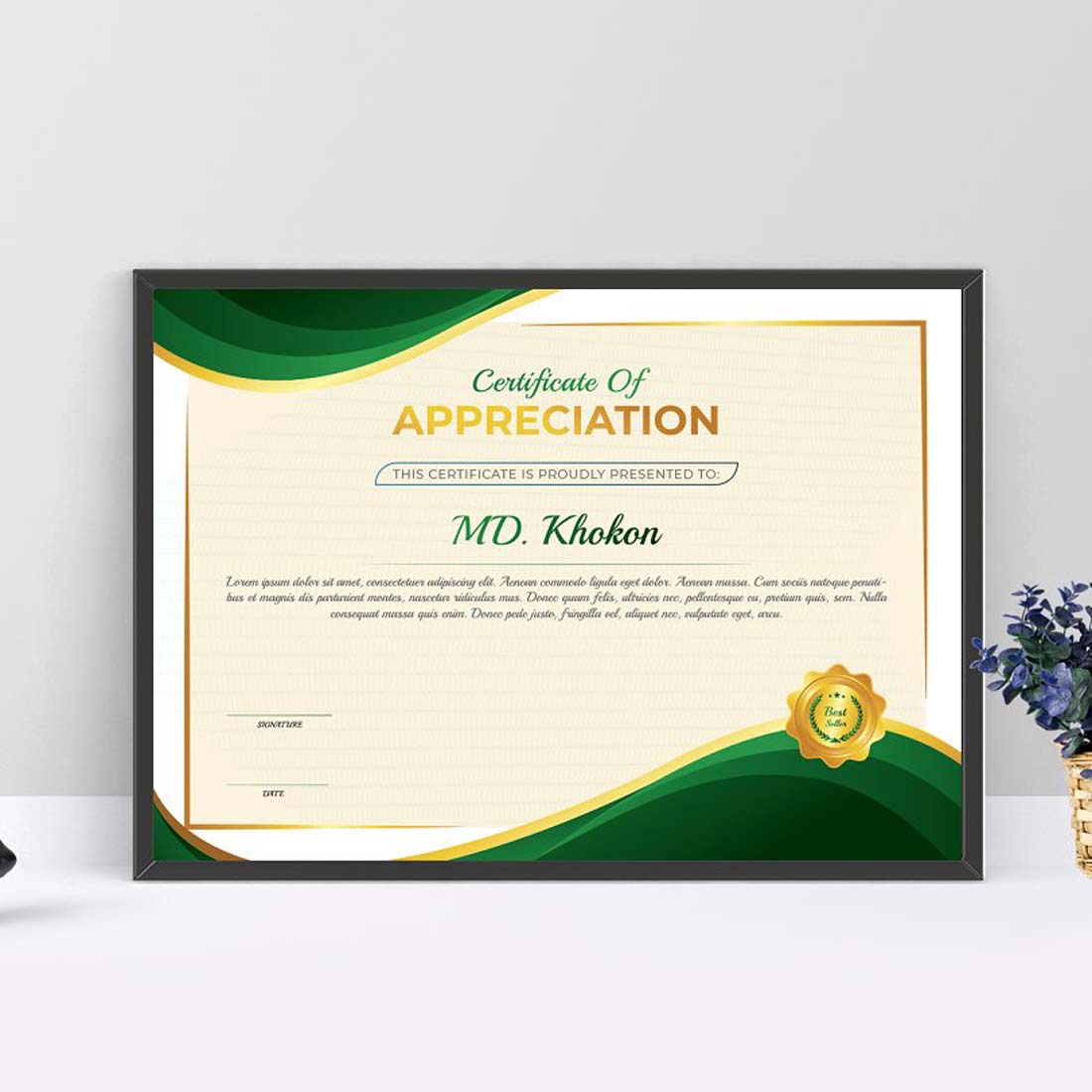 Elegant Certificate Design Template preview image.