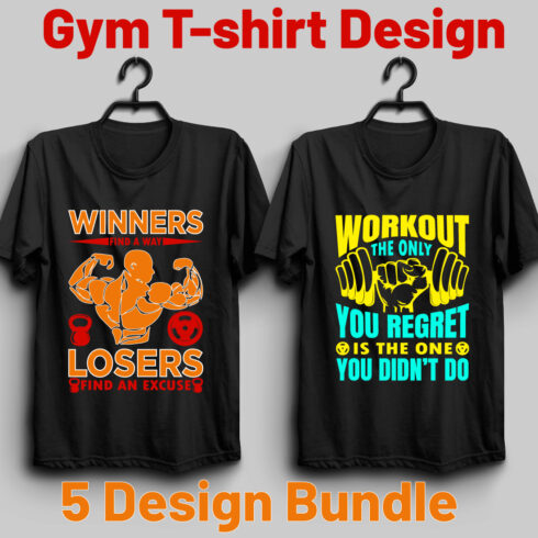 Gym T-shirt Design Bundle cover image.