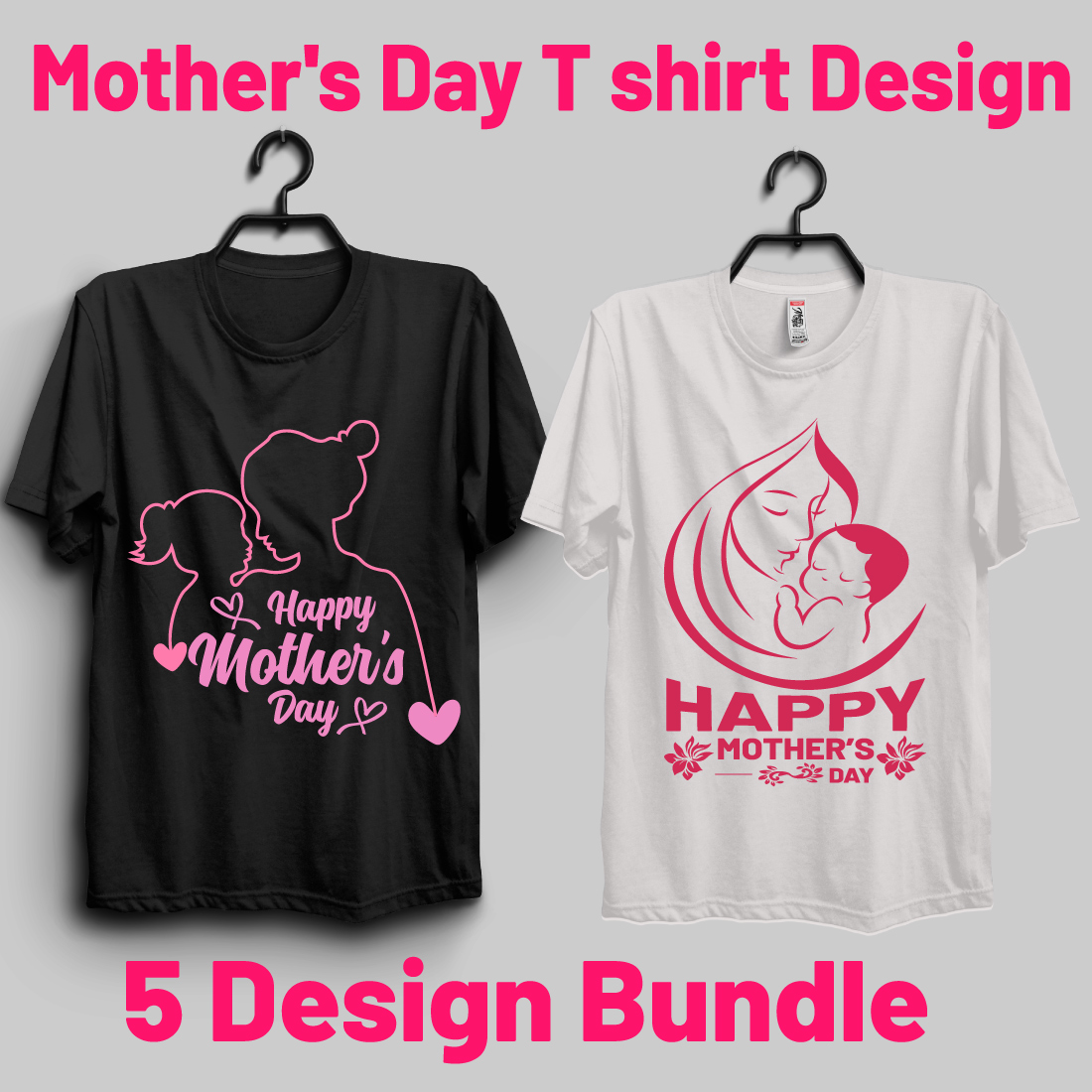 Mother's Day T shirt Design Bundle cover image.