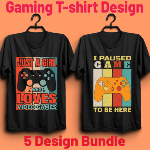 Gaming T-shirt Design Bundle cover image.