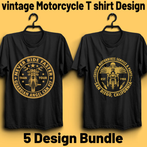 Vintage Motorcycle T shirt Design Bundle cover image.