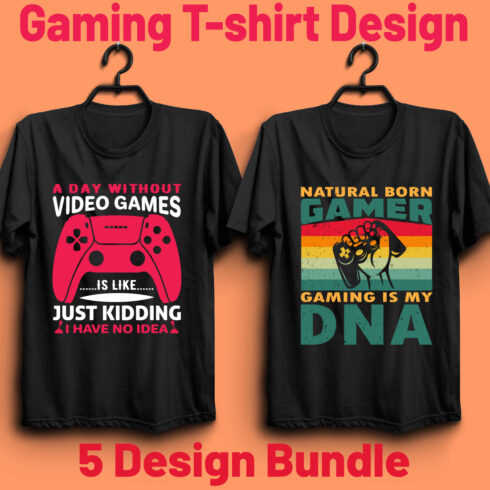 Gaming T-shirt Design Bundle cover image.