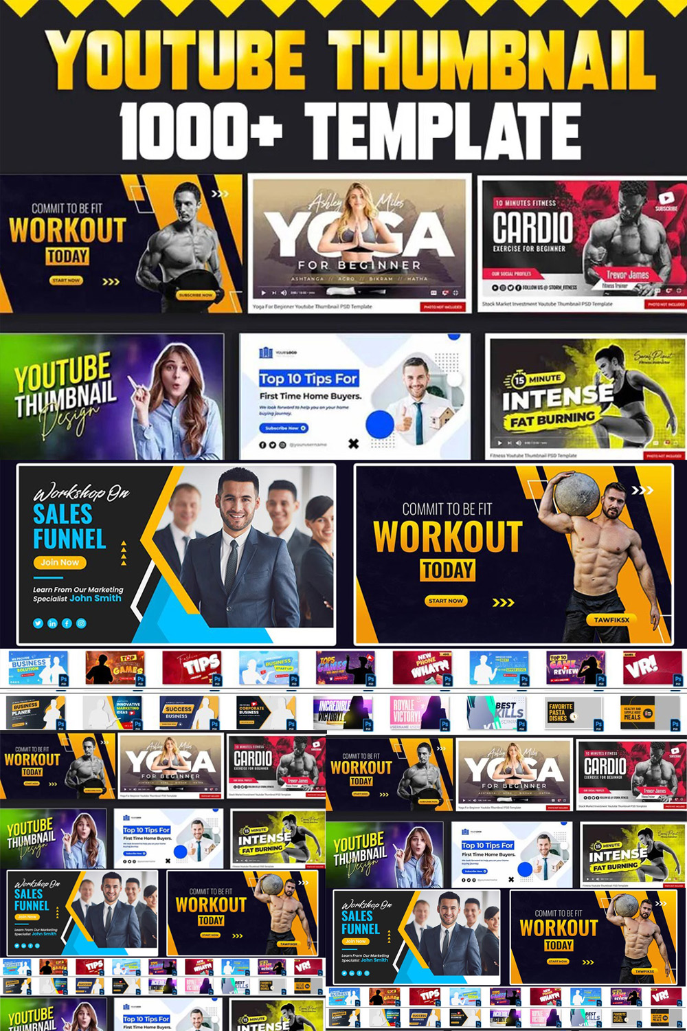 1000+ YouTube Thumbnail Design in PSD Templates pinterest preview image.