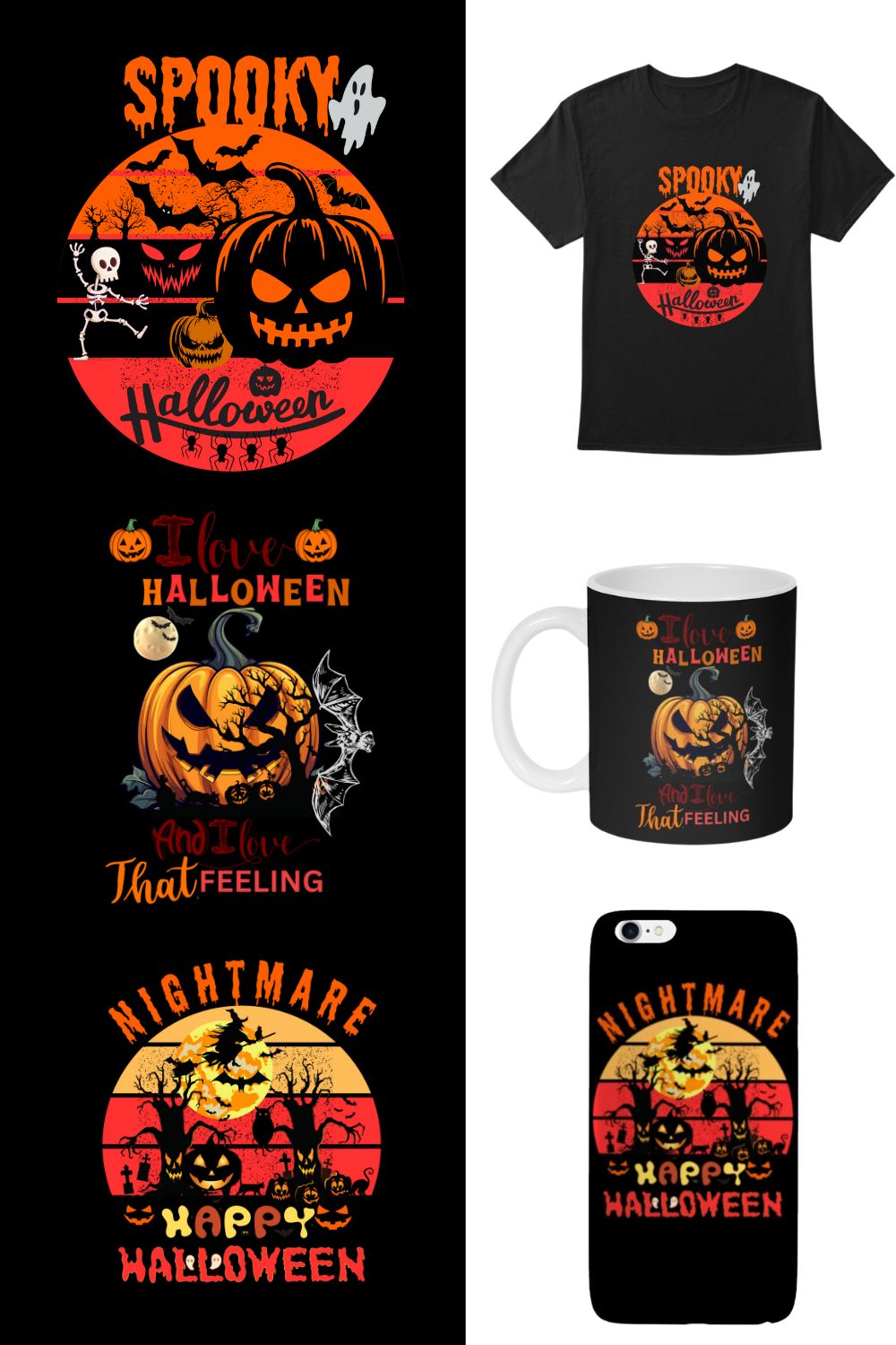 Spooky, Halloween 10 Designs Bundle pinterest preview image.