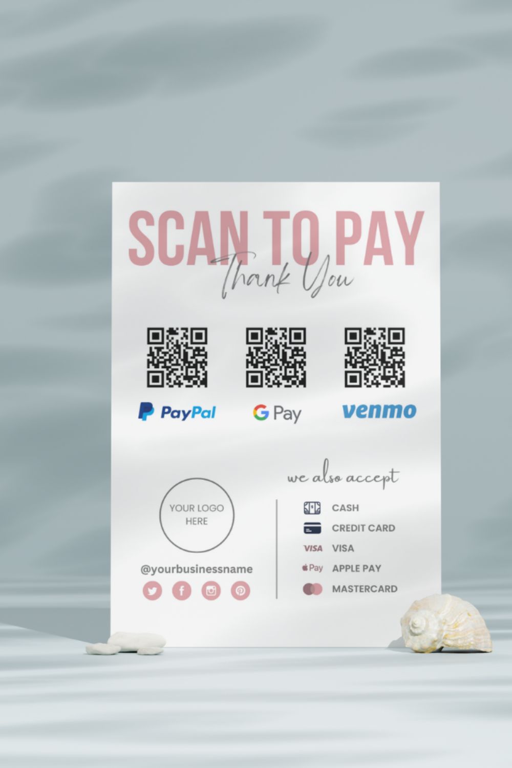 2 x Editable Scan to Pay Cards pinterest preview image.