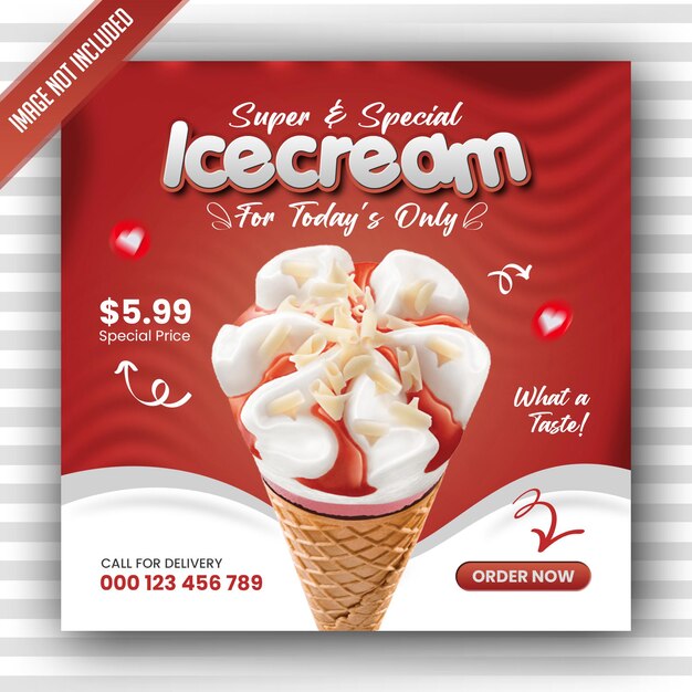 vanilla and strawberry icecream social media post design 172