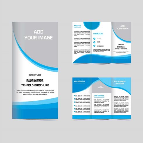 Vector business trifold brochure design editable and resizable cover image.