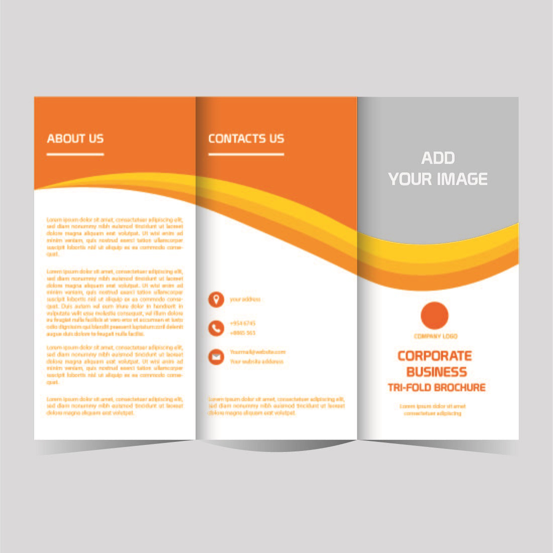 Vector corporate business trifold brochure design editable and resizable preview image.