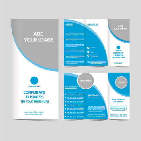 Vector corporate business trifold brochure design tenplate cover image.