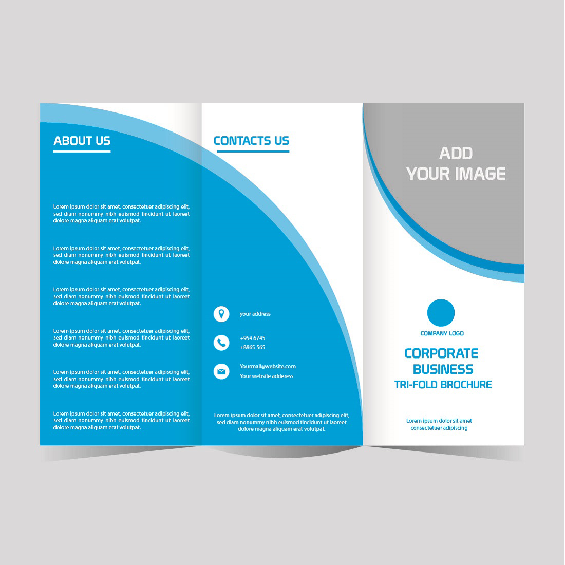 Vector corporate business trifold brochure design tenplate preview image.