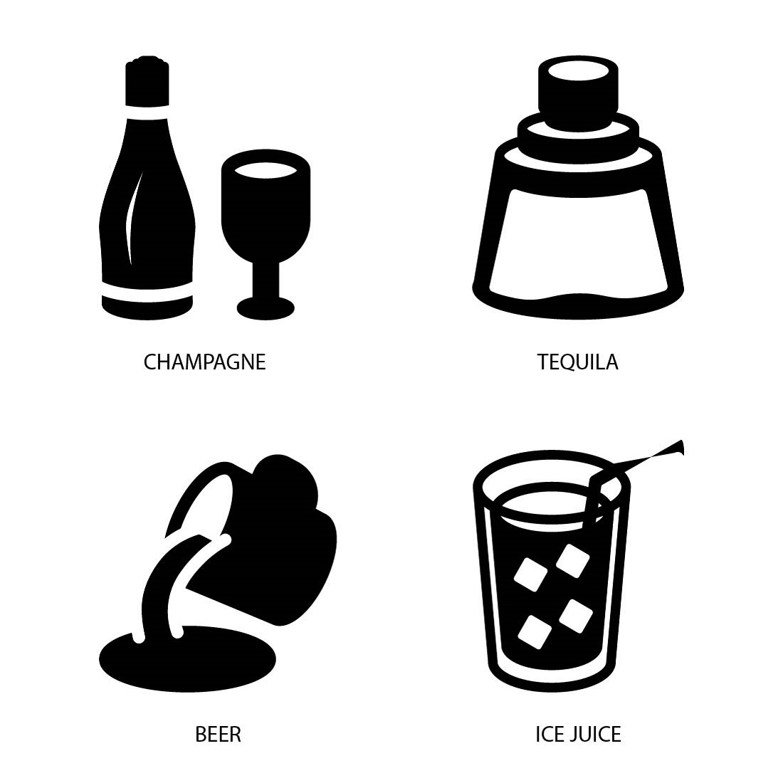 VECTOR DRINKS ICON SET IN BLACK VERSION preview image.