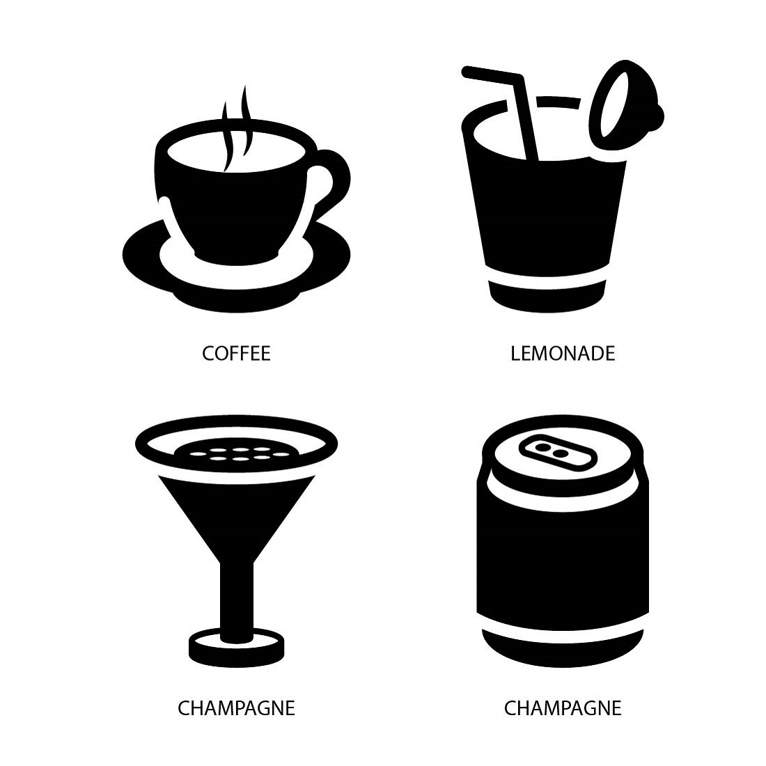 vector drinks icon set in black version 03 630