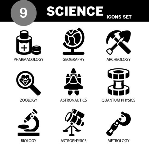 VECTOR SCIENCE ICON SET IN BLACK VERSION cover image.