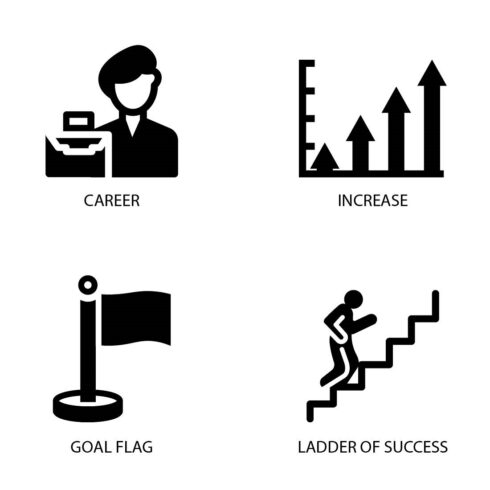 VECTOR SUCCESS ICON SET IN BLACK VERSION - MasterBundles
