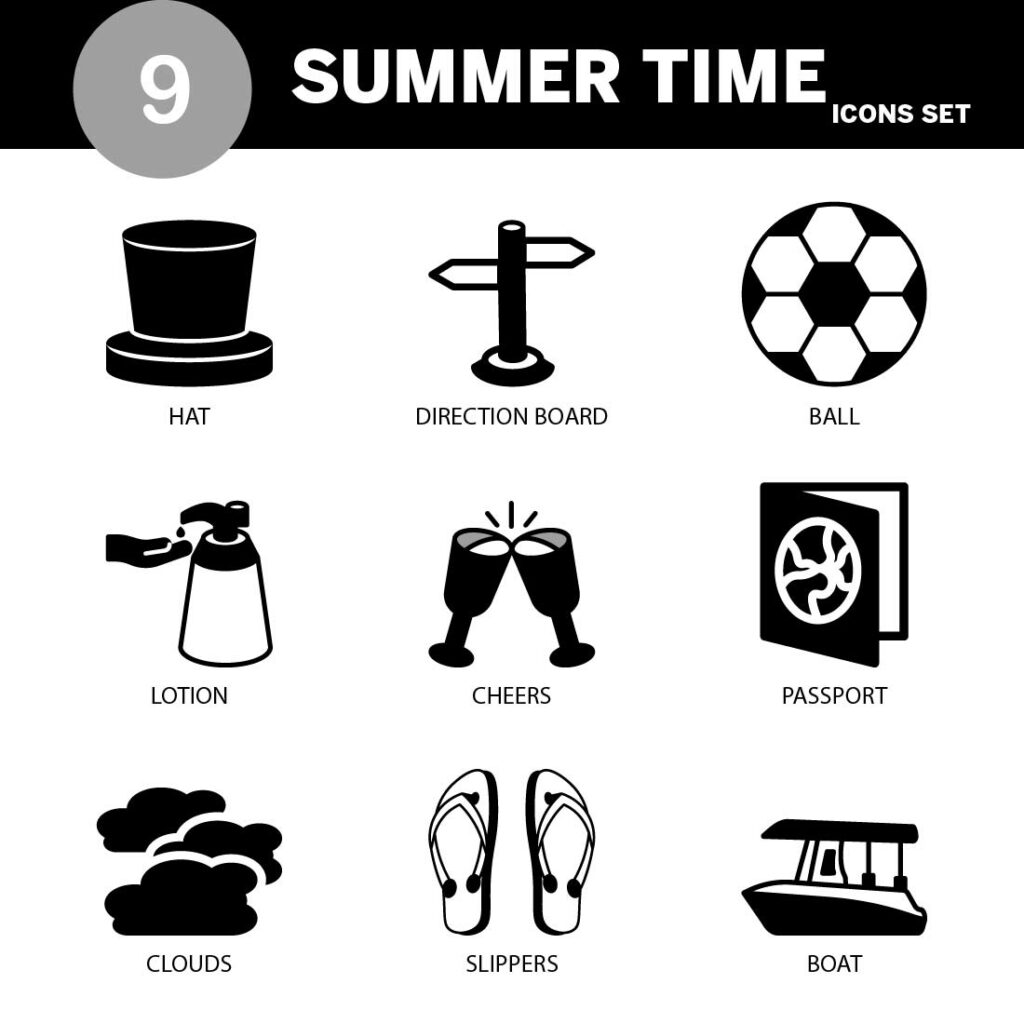 VECTOR SUMMME ICON SET FILL IN BLACK VERSION - MasterBundles