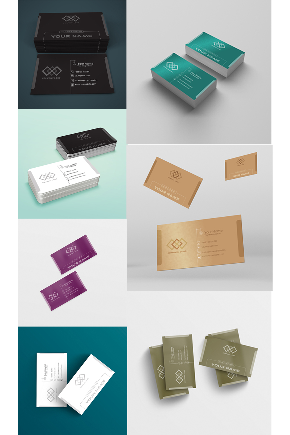 Professional business card of 8 colors pinterest preview image.