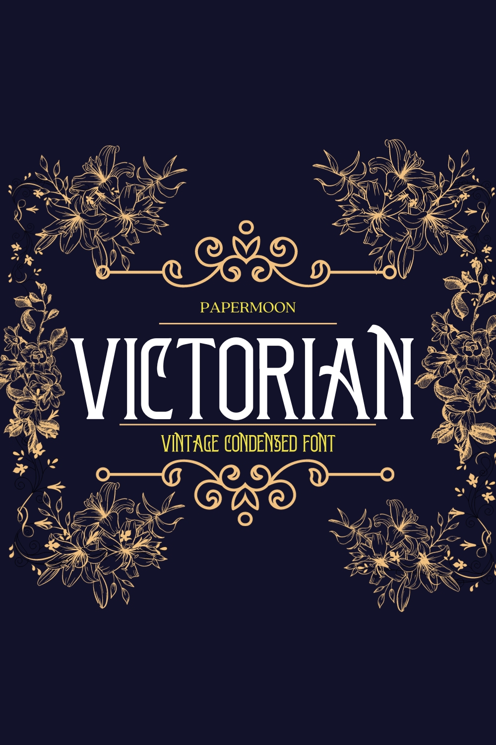 Victorian - Vintage Condensed Display Font pinterest preview image.
