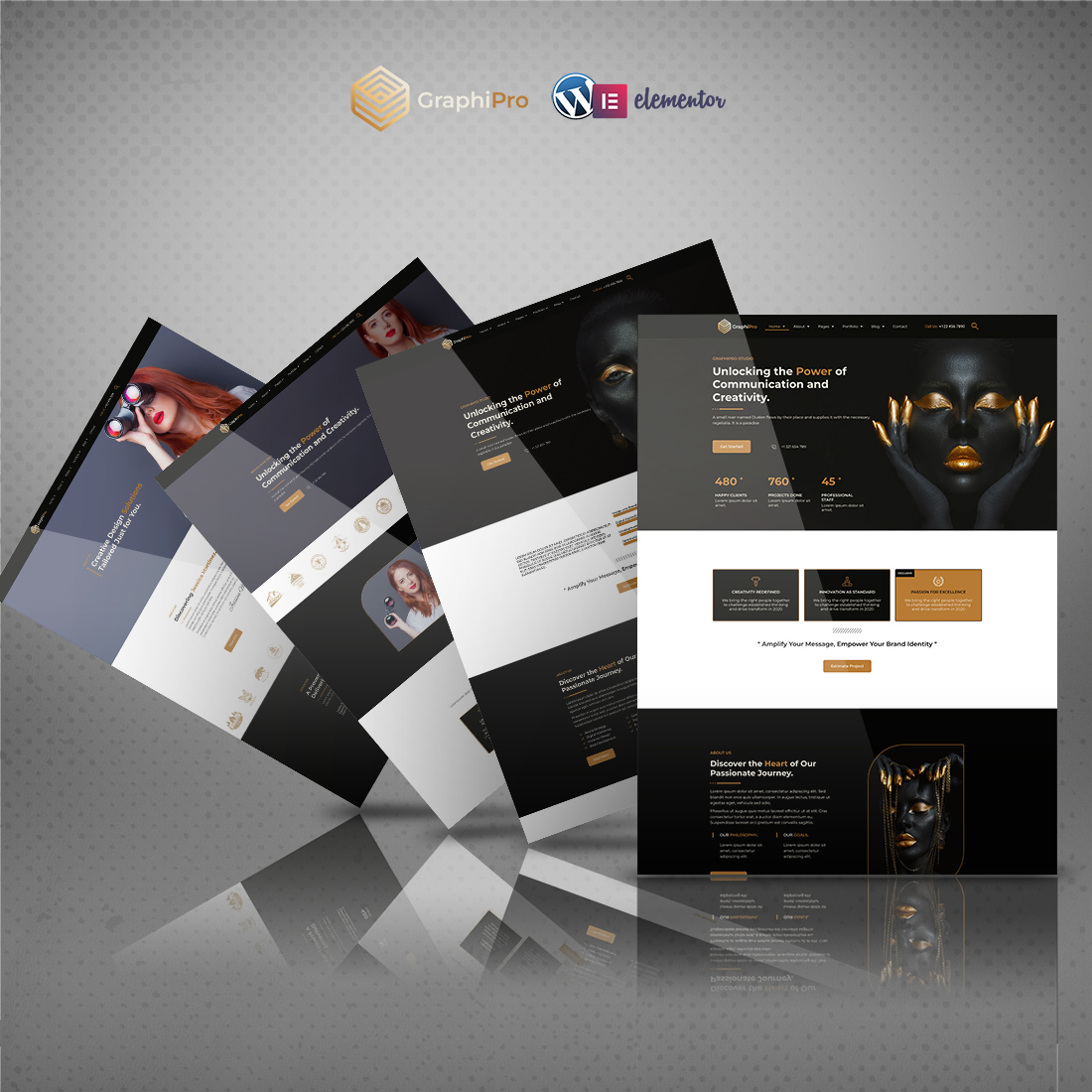 GraphiPro - Premium Digital Agency Elementor Template Kit preview image.