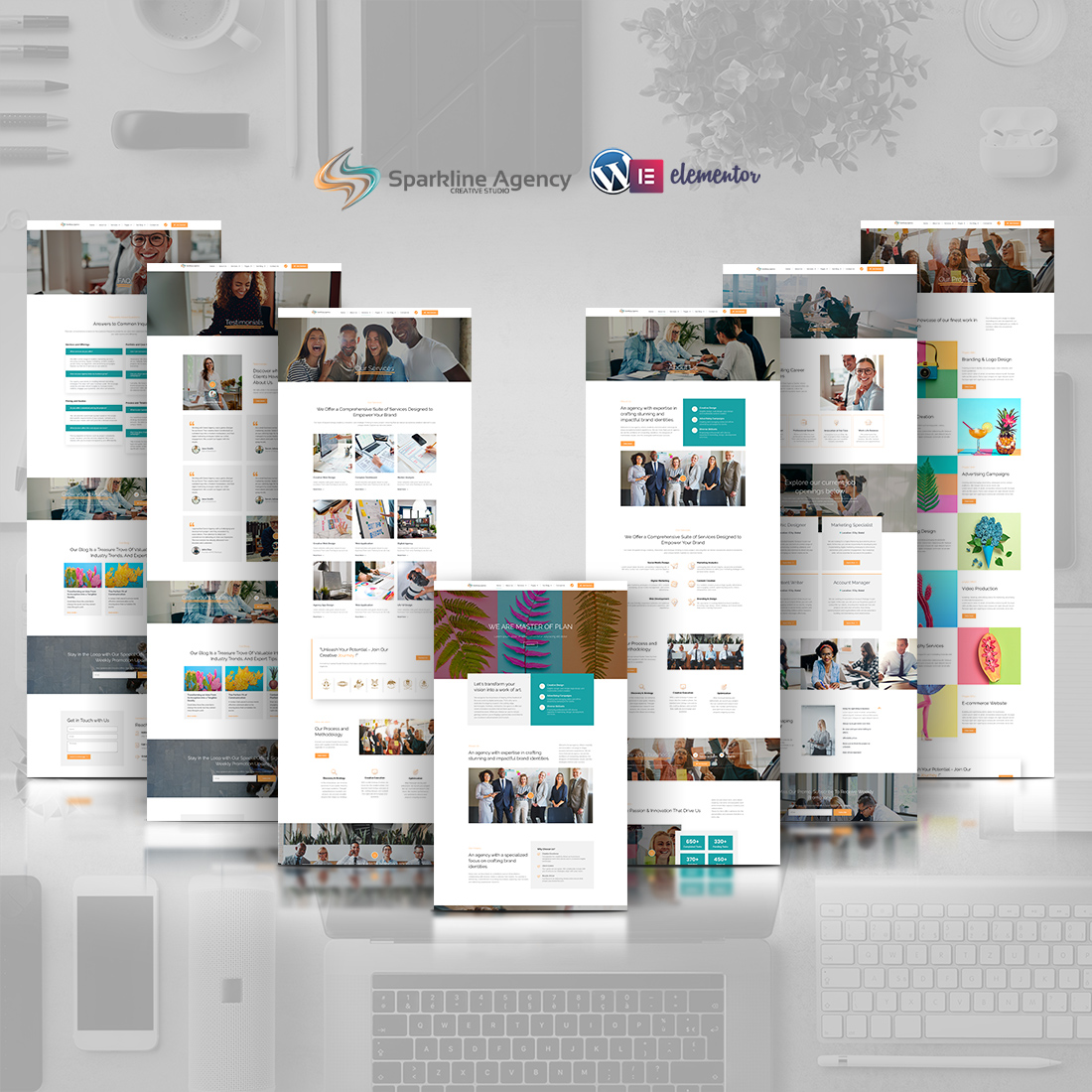 Sparkline - Creative Digital Marketing Business Agency Elementor Pro Template Kit preview image.