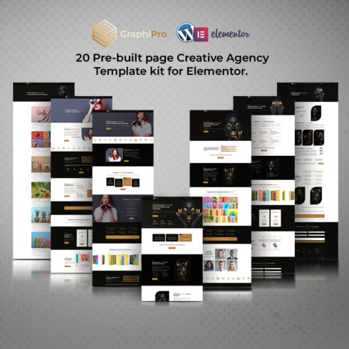 GraphiPro - Premium Digital Agency Elementor Template Kit cover image.