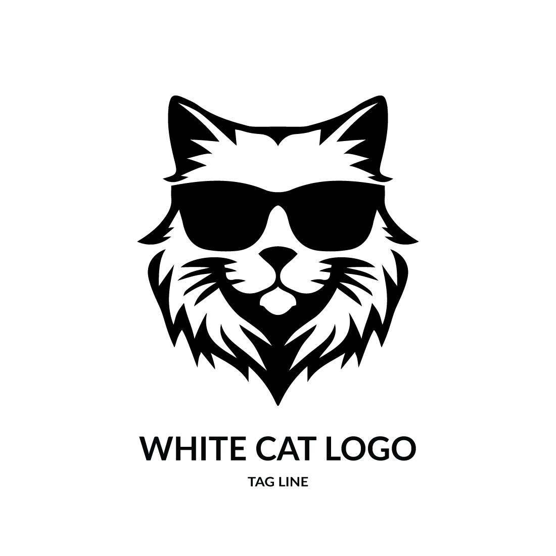 White Cat Logo Template preview image.