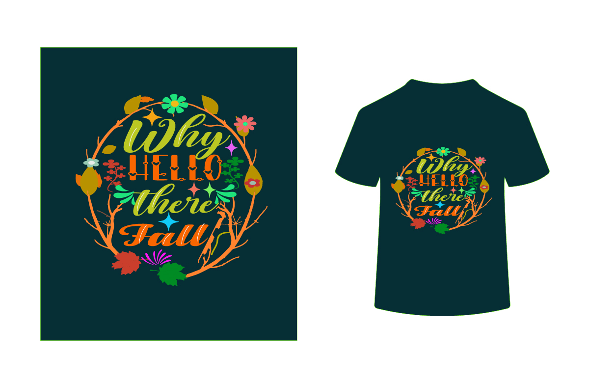 why hello there fall retro fall t shirt design 01 436