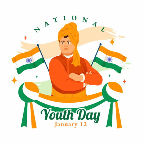 12 International Youth Day of India Illustration cover image.