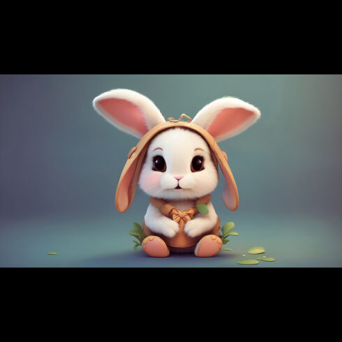 Cute pixar style pink baby rabbit sitting on a abstruct background - ai generated cover image.
