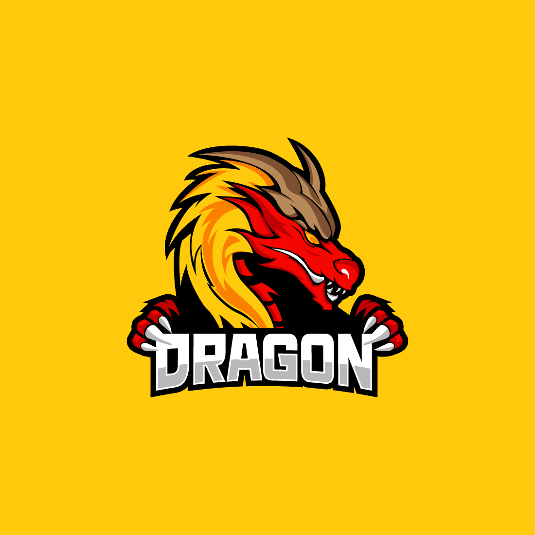 Dragon gaming mascot logo vector cover image.