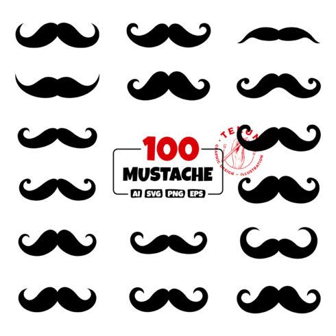 Moustache svg bundle | Digital download cover image.