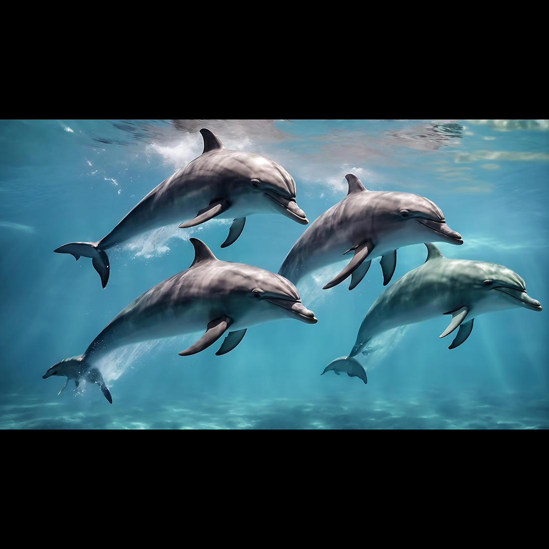 Dolphins Jumping From The Sea - ai generated cover image.