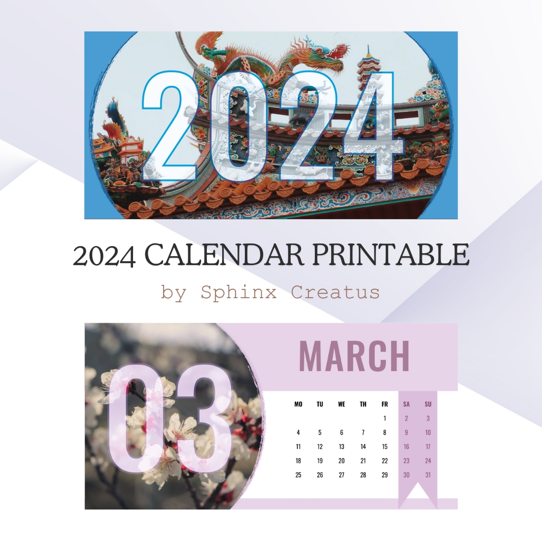 2024 Calendar Printable Template preview image.