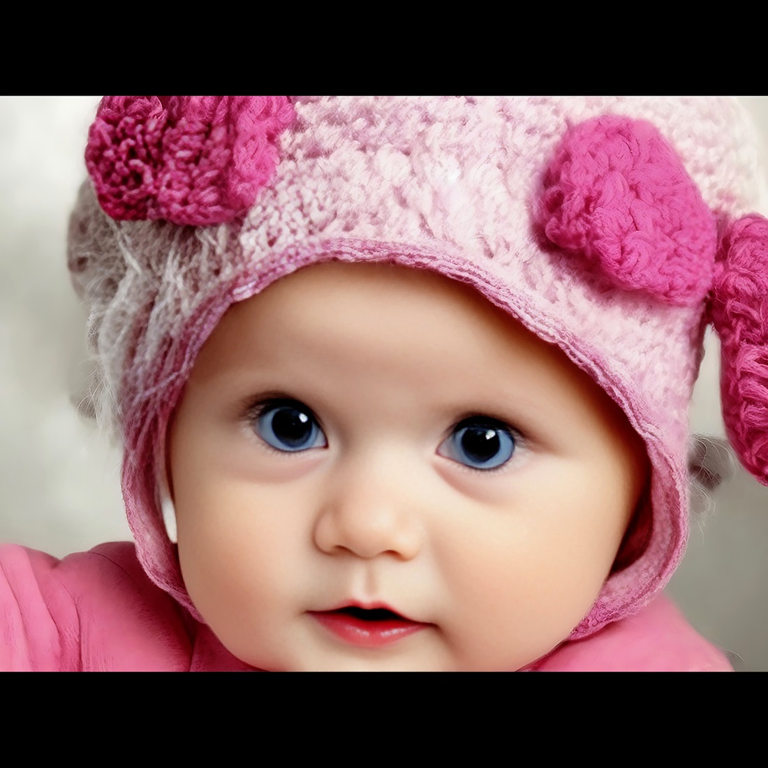 Portrait Of Adorable Baby Girl Wearing Pink Dress v2 cover image.