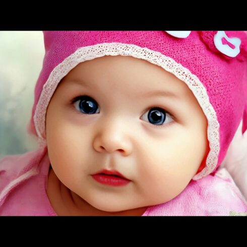 Portrait Of Adorable Baby Girl Wearing Pink Dress v3 cover image.