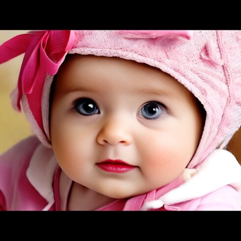Portrait Of Adorable Baby Girl Wearing Pink Dress v4 cover image.