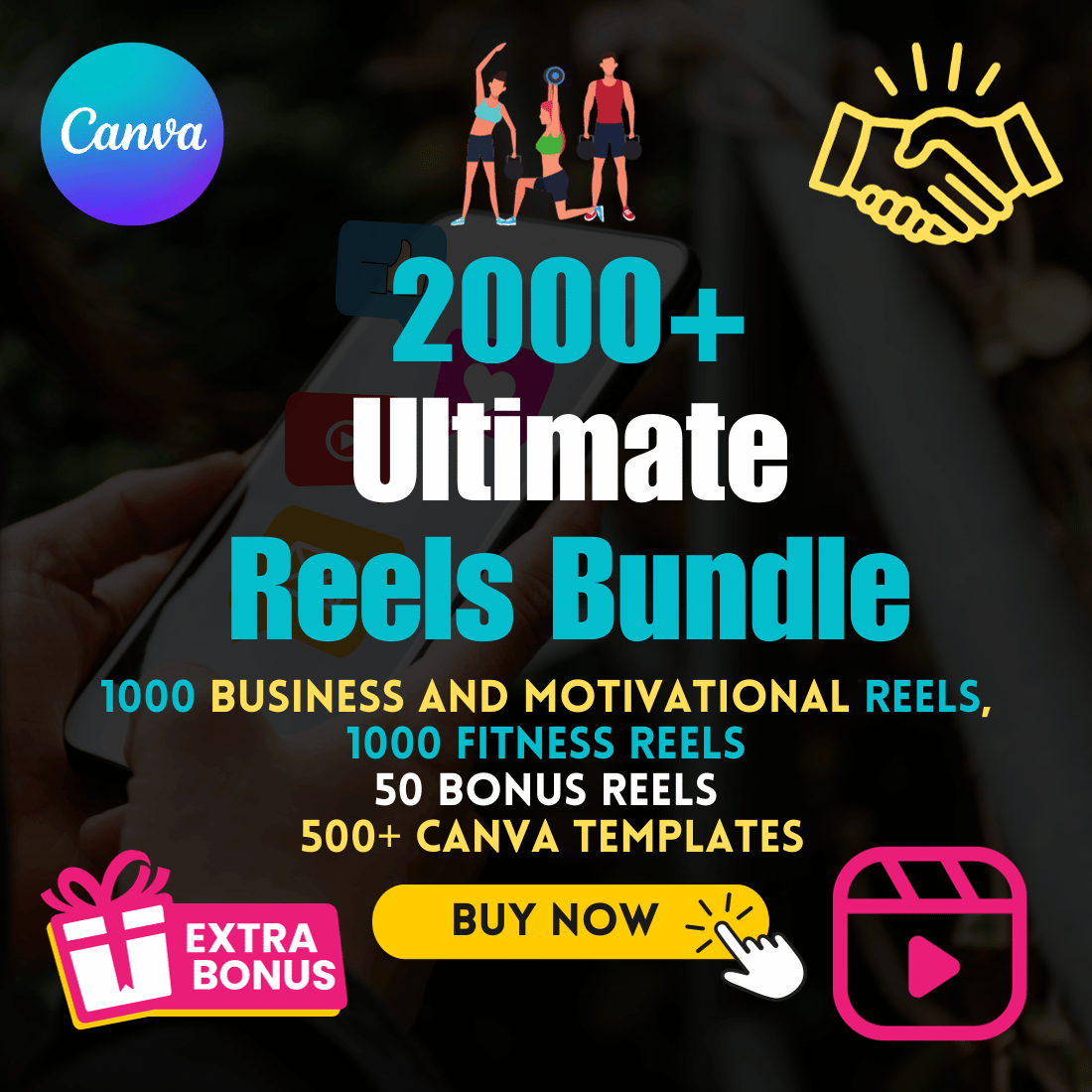 2,000+ Ultimate Reels & Canva Templates Bundle – Motivation, Fitness, Business, Quotes – Boost Your Brand & Engagement In Just $19 cover image.