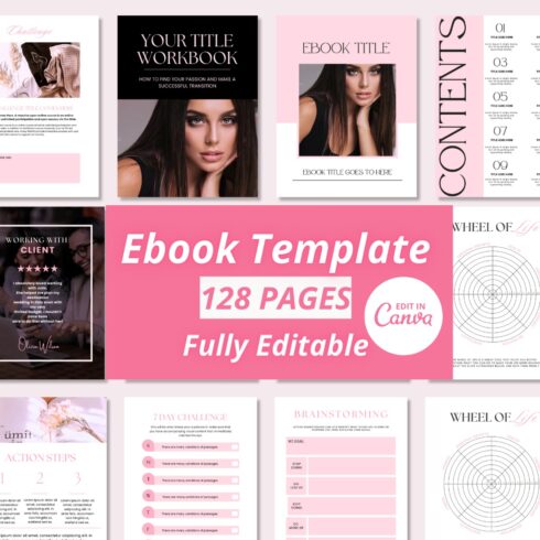 Ebook Template Canva | Coaching Guide Book Canva Template| Lead Magnet Ebook | Course Creator Template | Modern Workbook | Coaching Workbook | Worksheet eBook, Coaches, Bloggers, Opt In, Charts, Checklists, Planners, Webinar, Challenges Template | cover image.