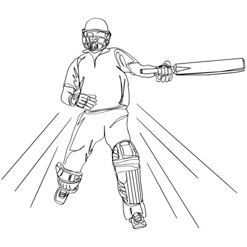 Victorious Jubilation: Hand-Drawn Illustration of Cricket Batsman's Century Leap, Cartoon Elation: Cricket Batsman Soars High in Celebration of a Century, cricket game vector cover image.