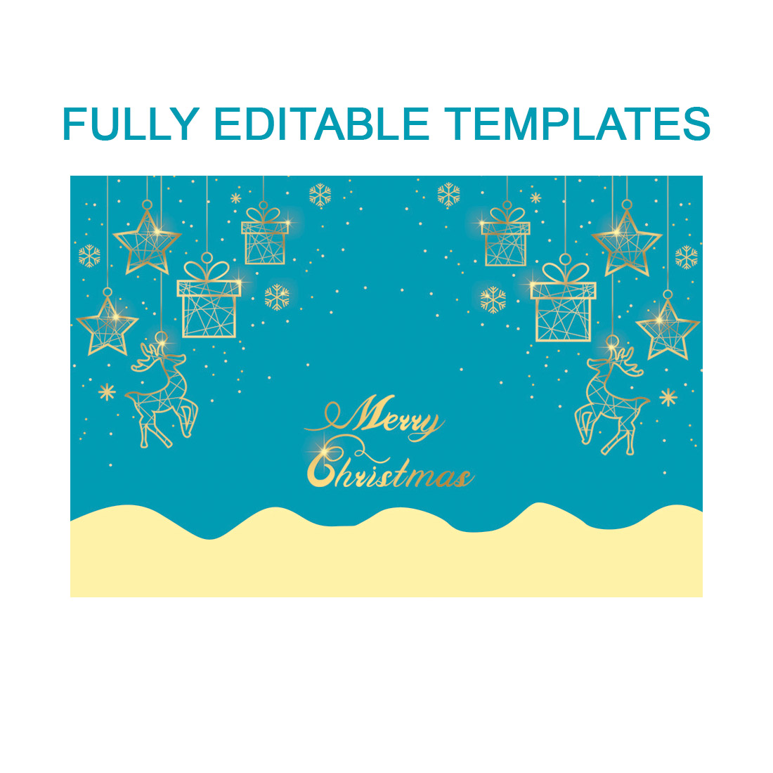 Christmas Card Fully Editable Templates preview image.