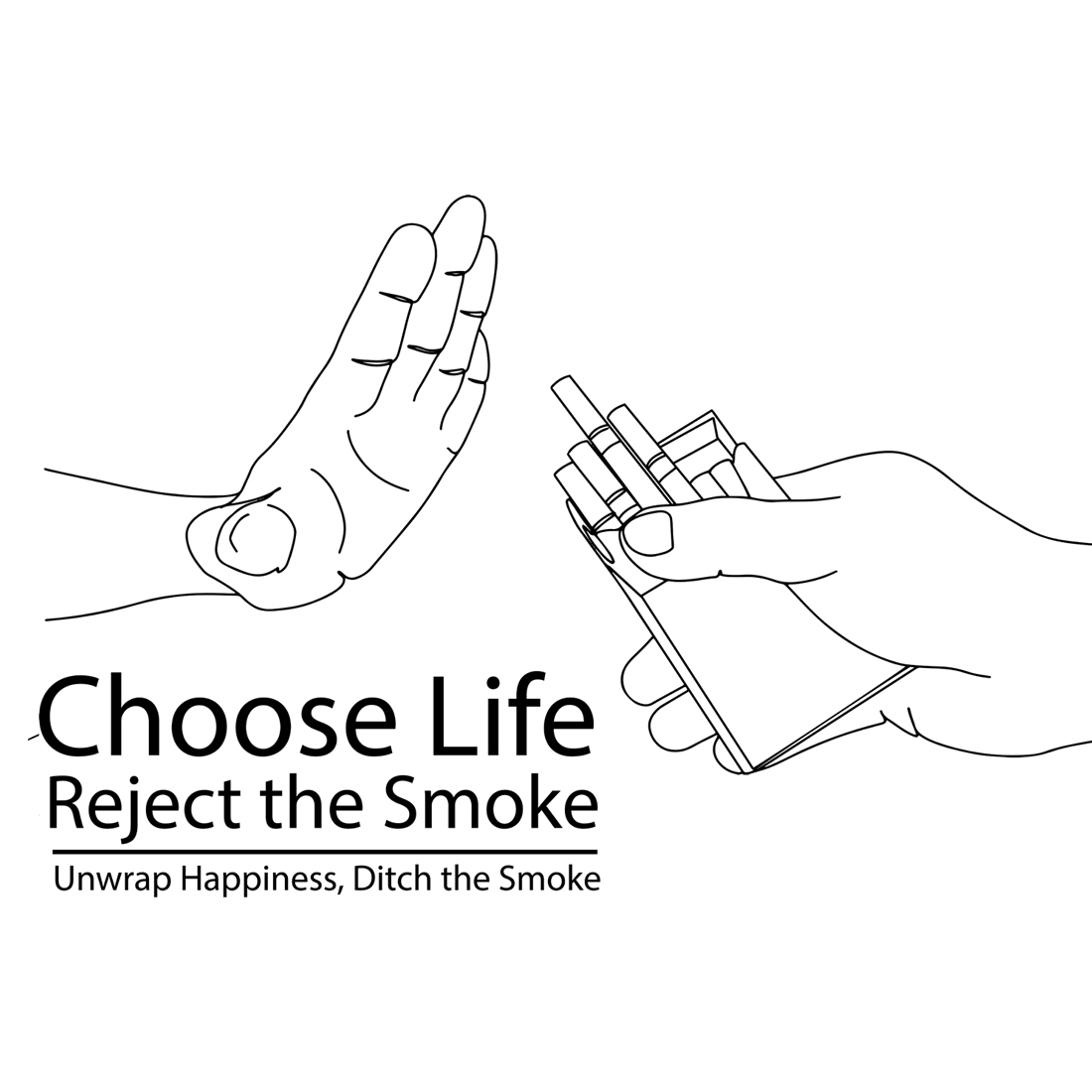 World No Tobacco Day Poster: Say No to Smoking "Cartoon Illustration: Hand Rejecting Cigarette" "Quit Smoking Concept: Hand Gesturing No" "No Cigarette Allowed: Anti-Smoking Illustration" preview image.