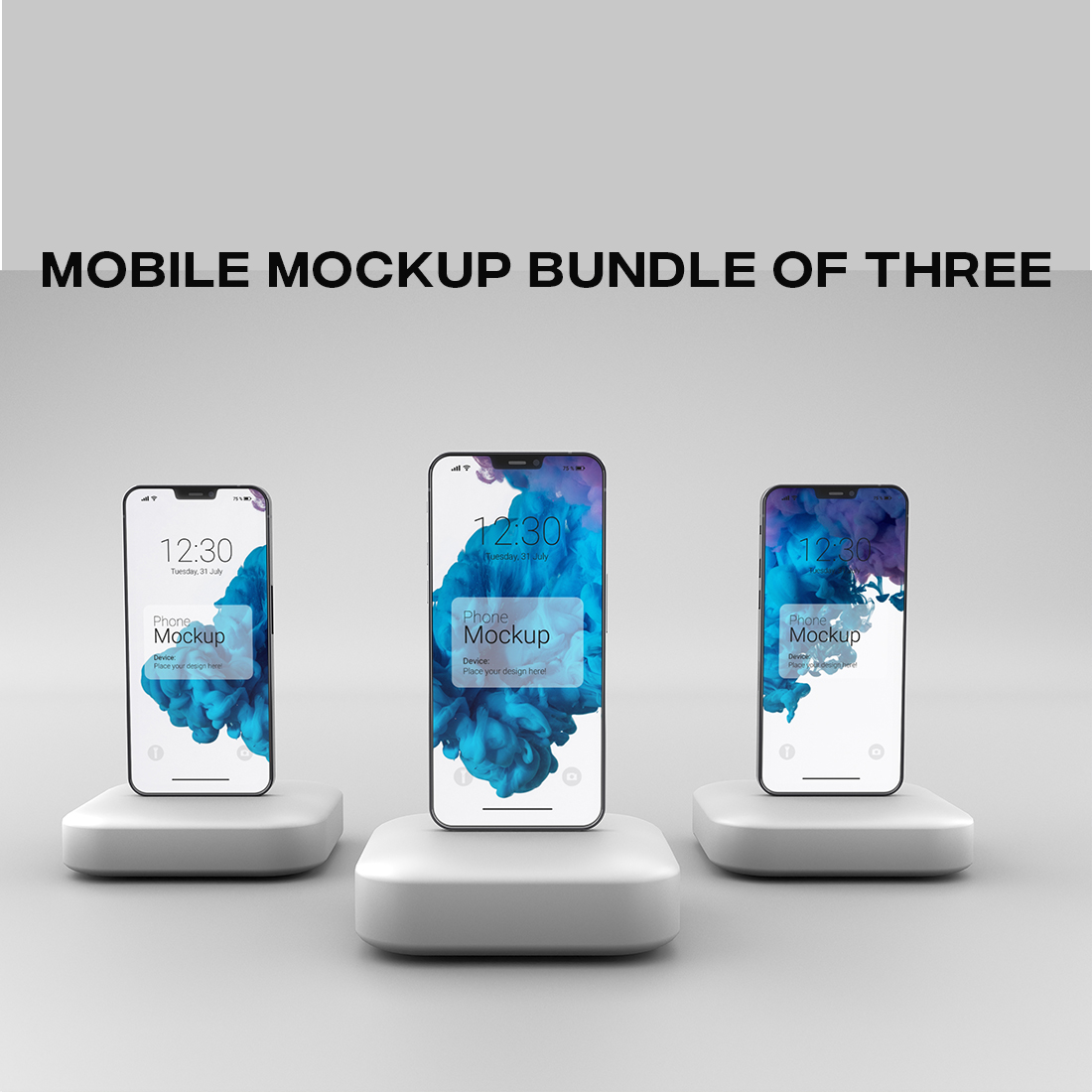 Mobile Mockup Bundle Of Three With Beautiful Stylish Design preview image.