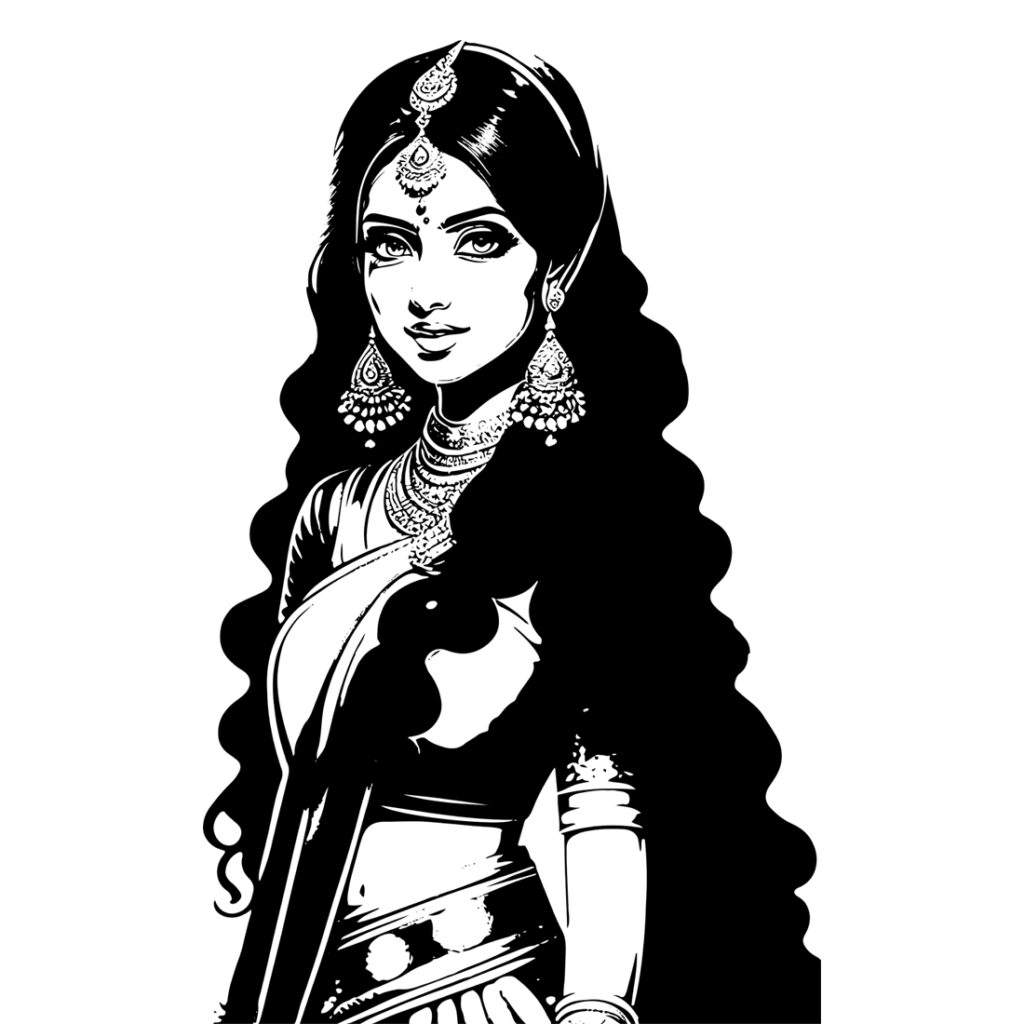 Cultural Elegance: Vector Illustration of Indian Woman in Traditional ...