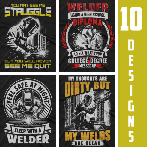 10 Premium Welder t shirt design bundle cover image.
