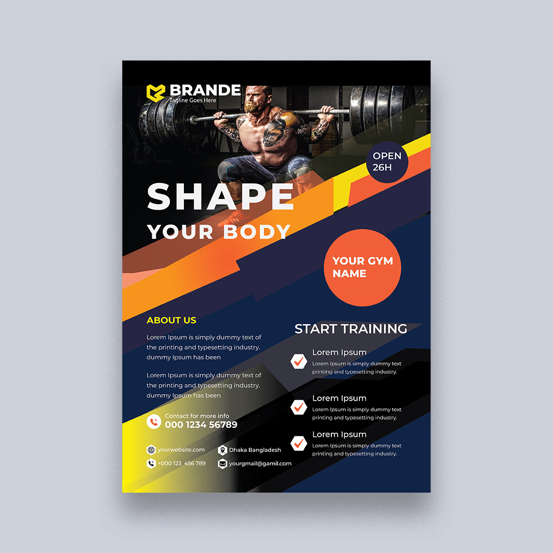 Gym Flyer Design Template cover image.