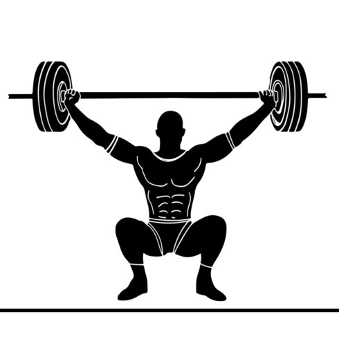 Monochrome Fitness: Weightlifter Silhouette and Barbell Drawing, Dynamic Strength: Silhouette of Weightlifter Lifting Barbell, Muscle Power: Weightlifter Silhouette with Big Barbell cover image.