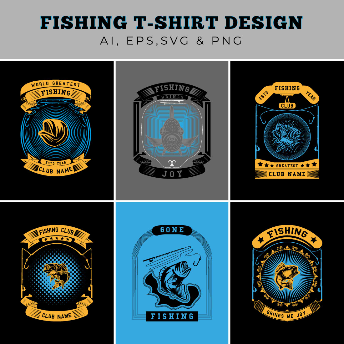 06 Fishing T Shirt Designs Bundle cover image.