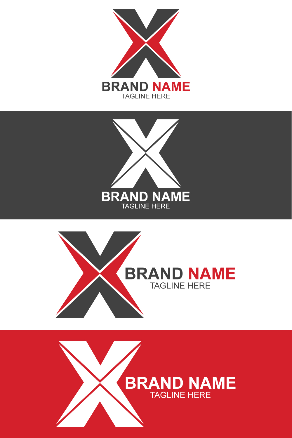 Unique X letter logo template design pinterest preview image.