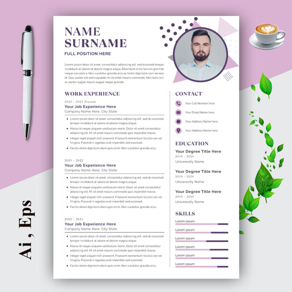 Modern and Minimal Resume Template - 1 874 1024x1024